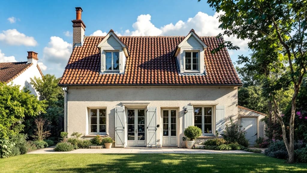 Formulaire de déclaration préalable de travaux posé devant une toiture en rénovation